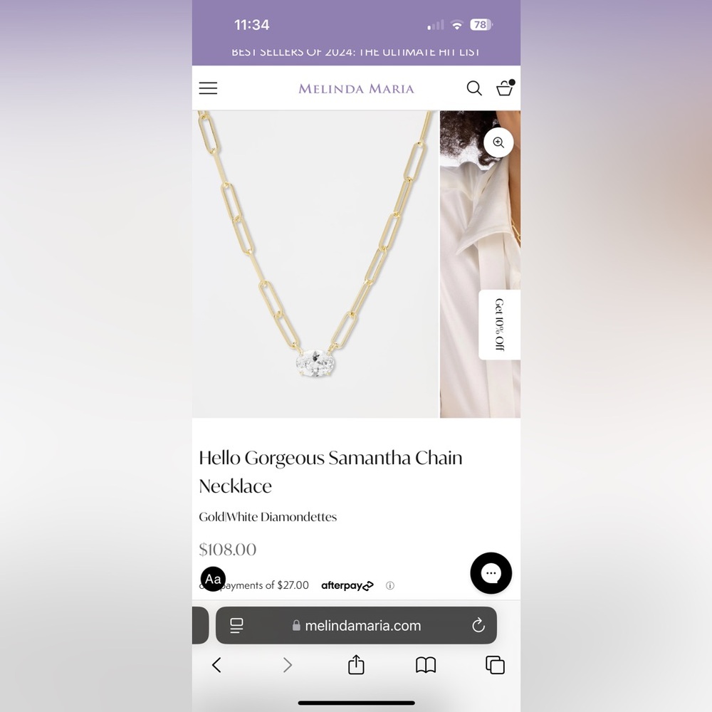 BRAND new Melinda Maria hello gorgeous necklaces in gold.